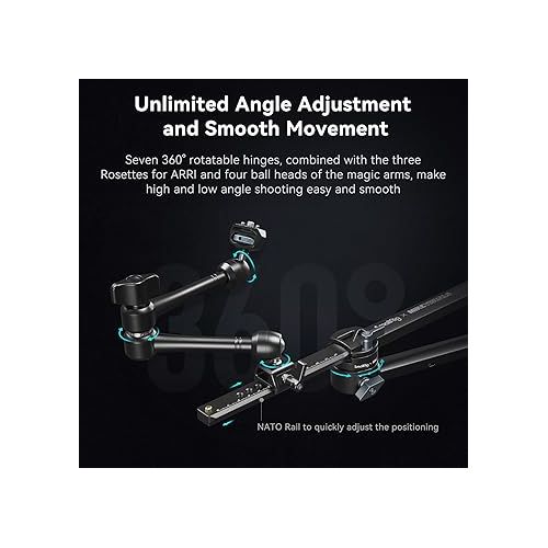  SmallRig x Mikevisuals Tracking POV Kit, Camera Shooting Bracket NATO Extendable Arm by 360° Extension Range 27.6-19.5in, for Couples' Photography/Tripod Mode, Max.Lord 3kg (one end) - MD4362