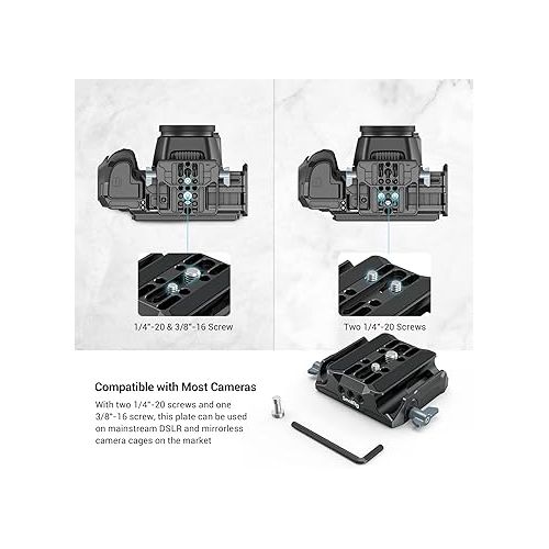  SmallRig Universal LWS Baseplate Compatible with DSLR and Mirrorless Camera Cages, Comes with Dual 15mm Rod Clamp - 3357