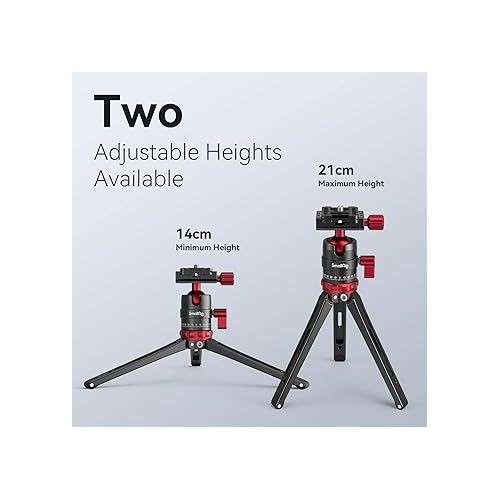  SmallRig Tripod for iPhone Desktop Mini Tripod - Aluminum Alloy 20 inches/ 50 cm with 360 Degree Ball Head, 1/4 inch Quick Shoe Plate for Vlogging DSLR Camera Video, Load up to 11 pounds-3033