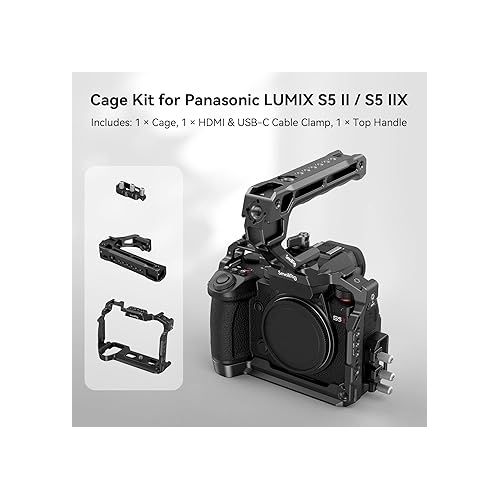  SmallRig G9 II S5 II S5 IIX Cage Kit for Panasonic LUMIX G9 II S5 II / S5 IIX with NATO Top Handle and Cable Clamp for HDMI & USB-C, Built-in Cold Shoe and Quick Release Plate for Arca - 4143