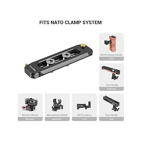  SMALLRIG Universal Low-Profile Quick Release NATO Rail Safety Rail 70mm/2.8inches Long with 1/4'' Screws for NATO Handle Camera Cage EVF Mount - BUN2483