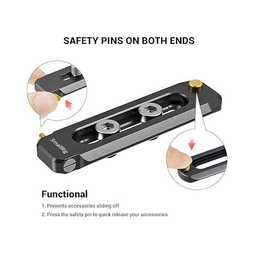  SMALLRIG Universal Low-Profile Quick Release NATO Rail Safety Rail 70mm/2.8inches Long with 1/4'' Screws for NATO Handle Camera Cage EVF Mount - BUN2483