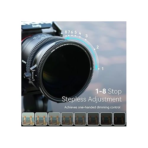  SmallRig 95mm CPL - VND Filter, 8 Stop Stepless with Rod Clamp Kit, Filter Base & CPL Filter (2 psc) with Filter Adapter Ring 95mm / 82mm / 77mm / 72mm / 67mm - 3864