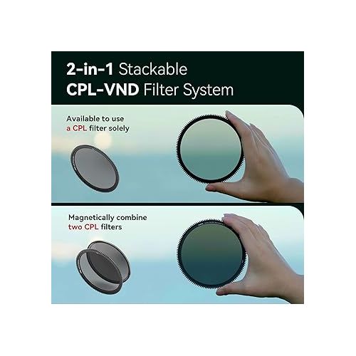  SmallRig 95mm CPL - VND Filter, 8 Stop Stepless with Rod Clamp Kit, Filter Base & CPL Filter (2 psc) with Filter Adapter Ring 95mm / 82mm / 77mm / 72mm / 67mm - 3864