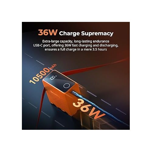  SMALLRIG NP-F970 10500mAh Replacement Battery for Sony NP-F970 F750 F550, PD 36W USB-C 3.5H Fast Charging, Camera Battery w/OLED Screen for Camera, Monitor, LED Video Light, Camcorder, Orange - 4576