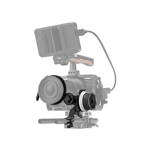  SmallRig Mini Follow Focus with A/B Stops & 15mm Rod Clamp and Snap-on Gear Ring Belt for DLSRs and Mirrorless Cameras, Fits Different Diameter Lenses Up to 114mm - 3010C