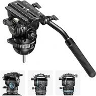 SmallRig PH8 Professional Fluid Video Head with 6-Step Counterbalance, 4-Step Pan/Tilt Hydraulic Damping, Detachable Handle, QR Plate for Manfrotto, Weight 1.8kg / 3.9lb, Load up 8kg / 17.6lb - 4287
