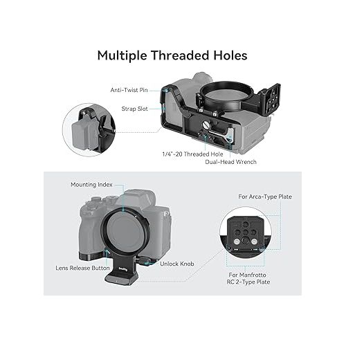  SmallRig Rotatable Collar Mount Plate for Sony Alpha 7R V/Alpha 7 IV/Alpha 7S III/Alpha 7R IV, for Arca-Type and for Manfrotto RC2 Plate, Supporting Horizontal and Vertical Shooting - 4148