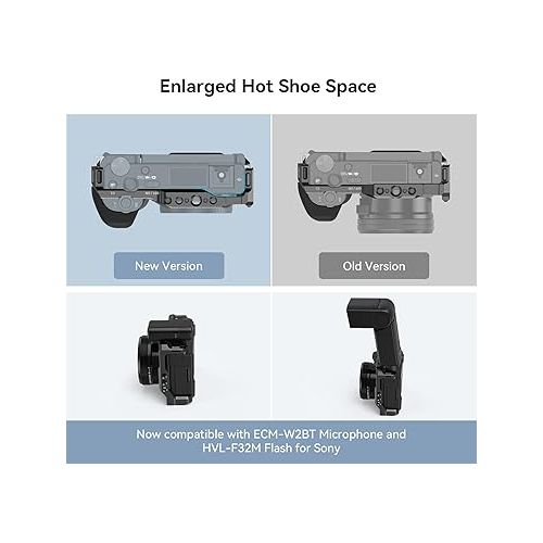  SMALLRIG ZV-E10 Cage with Silicone Handle and Built-in Threaded Holes, Cold Shoe and Quick Release Plate for Sony ZV-E10-3538