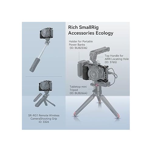  SMALLRIG ZV-E10 Cage with Silicone Handle and Built-in Threaded Holes, Cold Shoe and Quick Release Plate for Sony ZV-E10-3538