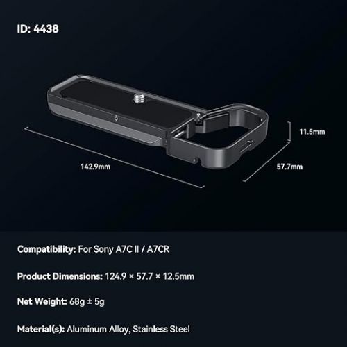  SMALLRIG Base Plate for Sony A7C II/A7CR, Bottom Mount Plate (Black) with Built-in Quick-Release Plate for Arca, QD Socket, Strap Slot, 1/4