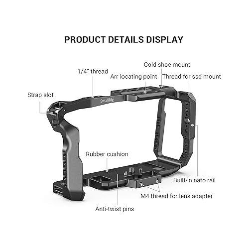  [New Version] SMALLRIG BMPCC 4K & 6K Cage for Blackmagic Design Pocket Cinema Camera 4K & 6K w/Cold Shoe, NATO Rail - 2203