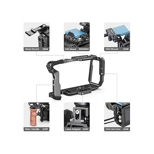  [New Version] SMALLRIG BMPCC 4K & 6K Cage for Blackmagic Design Pocket Cinema Camera 4K & 6K w/Cold Shoe, NATO Rail - 2203