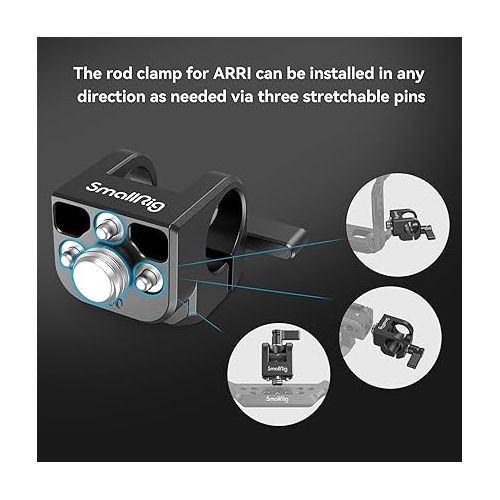  SmallRig 15mm Locating Single Rod Clamp For SMALLRIG Handles, Cages, and Plates with 3/8''-16 Locating Hole For ARRI - 4171