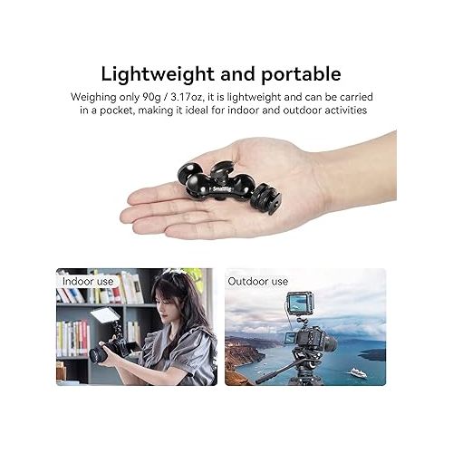  SmallRig Cool Ballhead, Multi-Function Double Ball Dead Adapter with Shoe Mount & 1/4