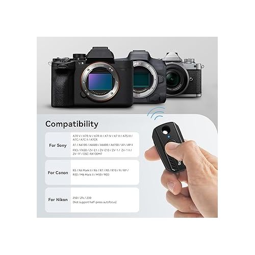  SmallRig Wireless Remote Control for Sony for Canon for Nikon Camera, fits for A7R V, A7R IV, A7R III, A7S III, A7 III, A6700, FX3, A7C, A7CR, A7C II, ZV-E10, R5, R6, R7, R8, R10, Z50, Zfc, Z30-3902