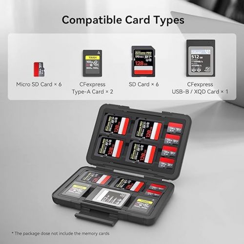  SmallRig SD Card Holder Memory Card Holder Case 15 Slots, Water-Resistant for SD Card, Micro SD Card, CFexpress Type A Card, CFexpress Type B Card, XQD Card - 3192