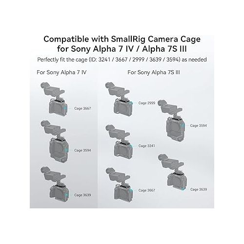  SmallRig Mounting Plate for Attaching FX30 / FX3 XLR Handle to Camera Cage 2999/3241 for Sony A7 SIII, Camera Cage 3667/3639 / 3594 for Sony A7 IV (A7M4) - MD4019