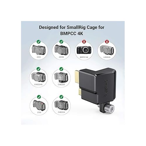  SmallRig Right-Angle Adapter for USB-C, Only for Blackmagic Pocket Cinema Camera BMPCC 4K Camera Cage - AAA2700