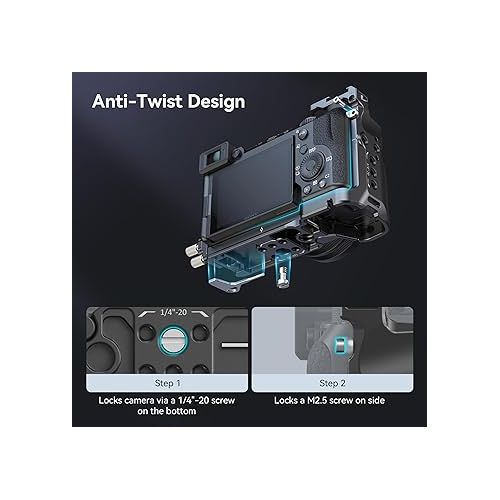  SmallRig Cage Kit for Sony A7C II / A7CR with a Cable Clamp for HDMI, Full Access Vlog Making Camera Video Cage for Sony Alpha 7C II/Alpha 7CR with Hinge Arm, Built-in QR Plate for Arca - 4422