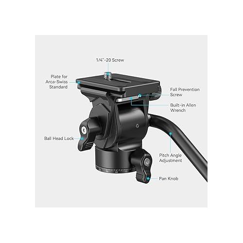  SmallRig Tripod Fluid Head Pan Tilt Head with Quick Release Plate for Arca Swiss for Compact Video Cameras and DSLR Cameras -3259B