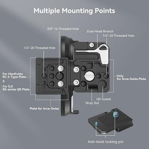  SMALLRIG Rotatable Collar Mount Plate for Canon R5 / R5 C / R6 / R6 Mark II Cameras, Horizontal-to-Vertical Mount Plate - 4300