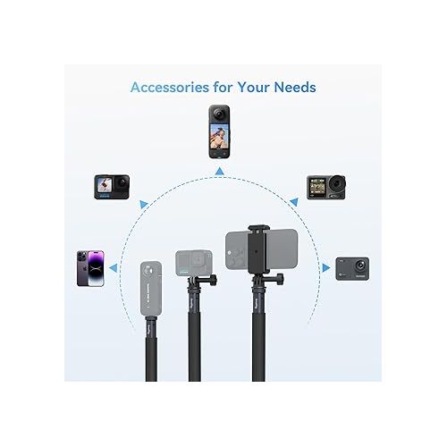  SMALLRIG Invisible Selfie Stick for Insta360, Handheld Extended Pole, Accessories with Mini Tripod, for Insta360 X2/X3/X4, for GoPro Hero 12 10 9 8, for DJI Action3/4, for AKASO - 4758
