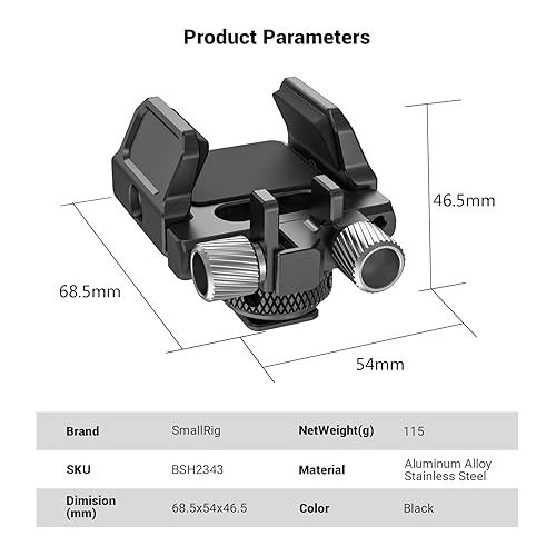  SMALLRIG SSD Mount Bracket SSD Holder for Samsung T5 SSD, for SanDisk SSD, for SanDisk SSD T5, Compatible with SMALLRIG Cage for BMPCC 4K & 6K, for Z Cam E2 & for Sigma fp - BSH2343