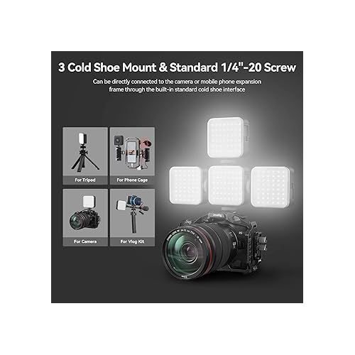  SmallRig P108 RGB Video Light,Portable LED Camera Lights 360° Full Color Photography Lighting w 3 Cold Shoe, 2500mAh Rechargeable On-Camera Video Light Panel 2700K - 6500K for YouTube, Vlogging 4055