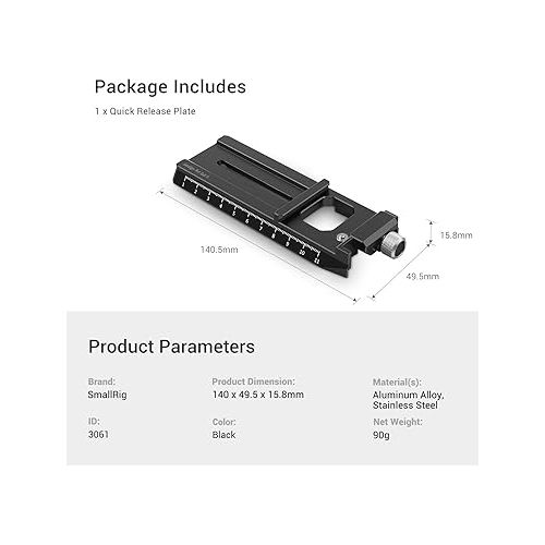  SMALLRIG Camera Quick Release Plate Adapter for Arca-Swiss for DJI RS 4 / RS 4 Pro/RS 2 / RSC 2 / RS 3 / RS 3 Pro & for Ronin-S Gimbal - 3061