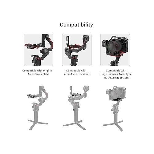  SMALLRIG Camera Quick Release Plate Adapter for Arca-Swiss for DJI RS 4 / RS 4 Pro/RS 2 / RSC 2 / RS 3 / RS 3 Pro & for Ronin-S Gimbal - 3061