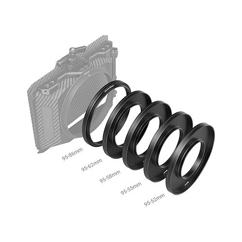  SmallRig Lens Adapter Ring Kit for Matte Box 3196, with Filter Thread for CPL Filter ND Filter, 52mm / 55mm / 58mm / 62mm / 86-95mm Matte Box Adapter - 3383