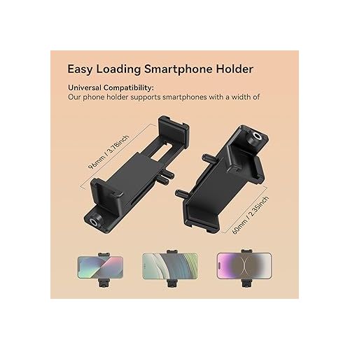  SMALLRIG Phone Tripod Mount, Anti-Pinch Smartphone Holder, Phone Clamp with 2 Cold Shoe Mounts, Vertical and Horizontal Phone Clip Tripod Attachment, for iPhone, Samsung - 4366