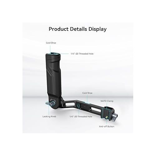  SmallRig Plastic Lightweight Adjustable Handle Sling Handgrip Only for DJI RS 3 Mini Gimbal Handheld Stabilizer, with NATO Clamp and Cold Shoe Mount - 4197B