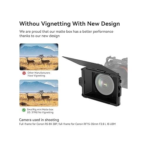  SmallRig Mini Matte Box for Mirrorless DSLR Cameras Compatible with 67mm/72mm/77mm/82mm/95mm Lenses - 3196