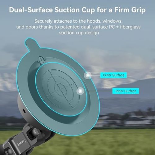  SMALLRIG Suction Cup Mount for Gopro with Anti-Twist Pin, Metal Windshield Car Mount Outside, Dash Mount with Dual Ball Head Magic Arm, Strong Patented Double-Layer Suction Cups for Vlogging - 4275