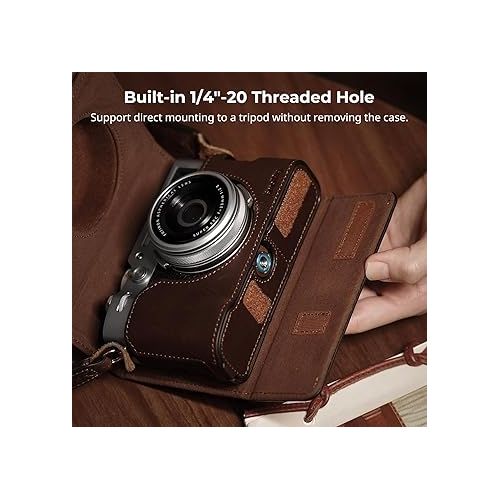  SMALLRIG X100VI Leather Case Kit for FUJIFILM X100VI, Including Leather Half Case, Flip Case Cover and Shoulder Strap, Genuine Leather Material, Portable and Protecting - 4558