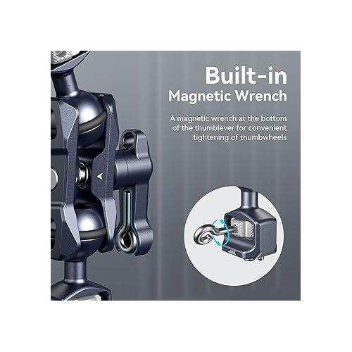  SmallRig Camera Magic Arm, Flexible Articulating Arm with 1/4” Screws, Field Monitor Mount with Dual Ballhead, Aluminum - 3873