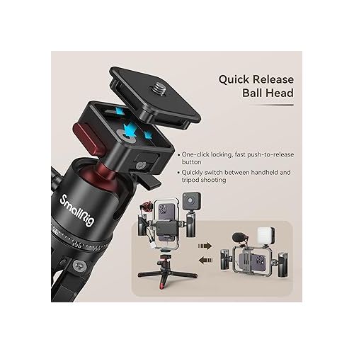  SmallRig All-in-One Video Kit Ultra Aluminum Phone Video Rig Kit w/Quick Release Tripod Wireless Control Handles RGB Light Mic for iPhone for Huawei for Tiktok YouTube Live Streaming Vlogging-3591C