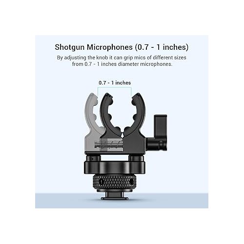  SmallRig Shotgun Microphone Holder (Cold Shoe), Built-in Soft Silicone, Bumps and Noises Absorption BSM2352