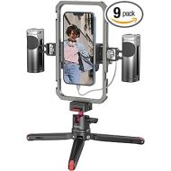 SmallRig All-in-One Universal Phone Video Rig Kit, Accessories: Phone Cage, Wireless Control Handles, Power Bank Holder, Quick-Release Table Tripod for iPhone Vlogging Kit or YouTube Starter-4120