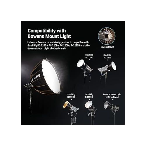  SMALLRIG Parabolic Softbox Quick Release, Parabolic Softbox, Compatible with SmallRig RC 120D/RC 120B/RC 220D/RC220B and Other Bowens Mount Light (33.5inch/85cm)-3586