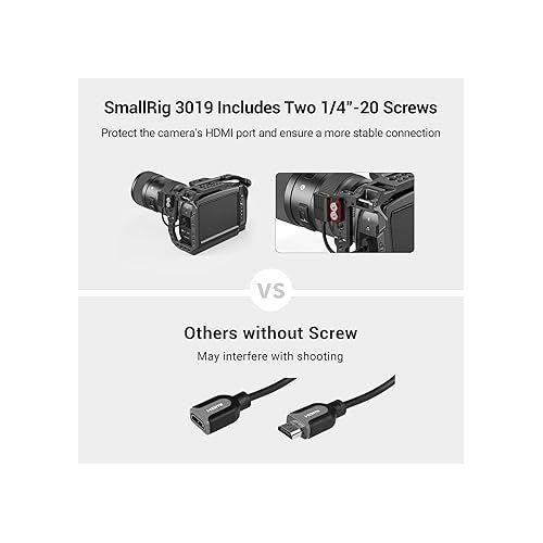  SMALLRIG Ultra-Slim 4K Adapter Cable (A to A), Female Type A to Male Type A, 4K@60HZ, for BMPCC 4K & 6K / for Sony A7SIII / for Panasonic GH5, S1H - 3019