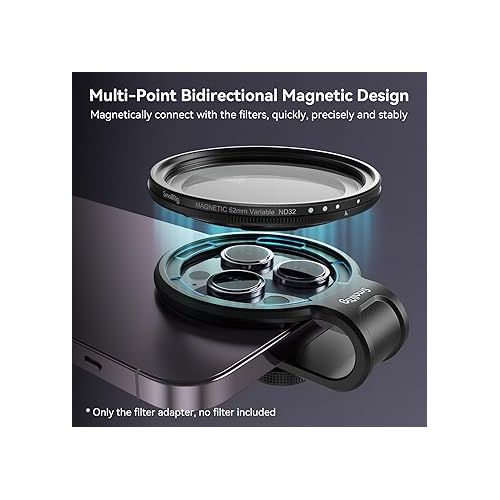  SmallRig 52mm Universal Magnetic Filter Adapter Ring, Quick Release Magnet Upgraded Phone Lens Filter Ring for iPhone for Samsung for Huawei for Pixel - 3845B