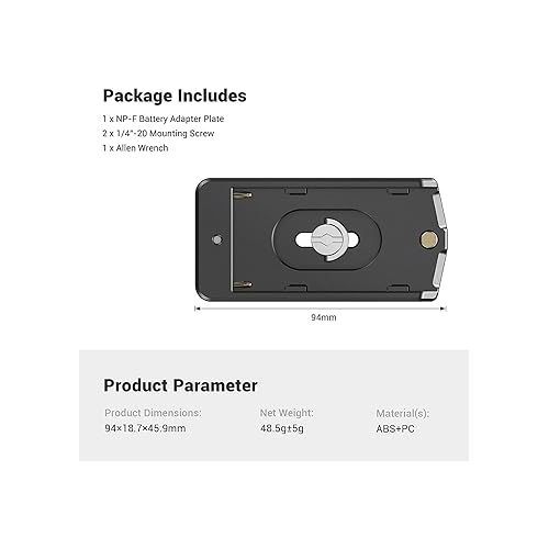  SmallRig NP-F Battery Adapter Plate Lite for Sony NP-F Battery, w/ 12V/7.4V Output Port, LED Low Battery Indicator - 3018