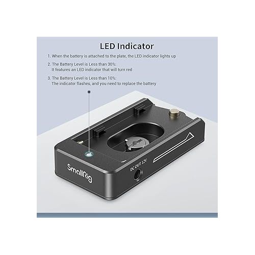  SmallRig NP-F Battery Adapter Plate Lite for Sony NP-F Battery, w/ 12V/7.4V Output Port, LED Low Battery Indicator - 3018