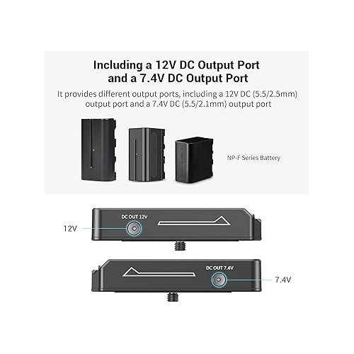 SmallRig NP-F Battery Adapter Plate Lite for Sony NP-F Battery, w/ 12V/7.4V Output Port, LED Low Battery Indicator - 3018