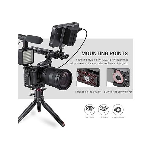  SMALLRIG Cage for Sony Alpha A6600/ILCE 6600 Mirrorless Camera with Cold Shoe Mounts - CCS2493