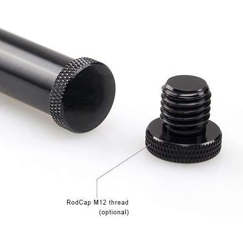  SMALLRIG 4 Inches (10 cm) Black Aluminum Alloy 15mm Rod with M12 Female Thread, Pack of 2  1049