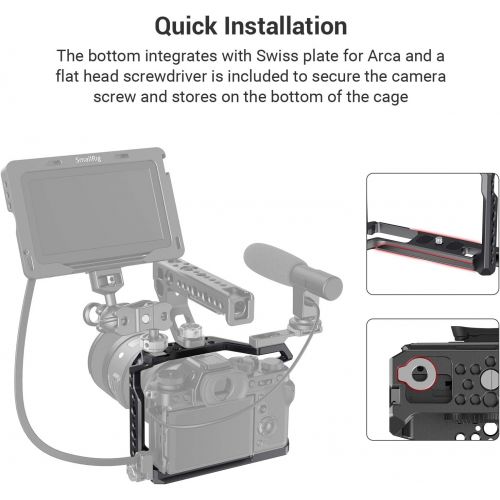  SmallRig Camera Cage for Fujifilm X-T3, Aluminum Alloy Cage with Cold Shoe, NATO Rail, Threaded Holes for Arri - 2228B